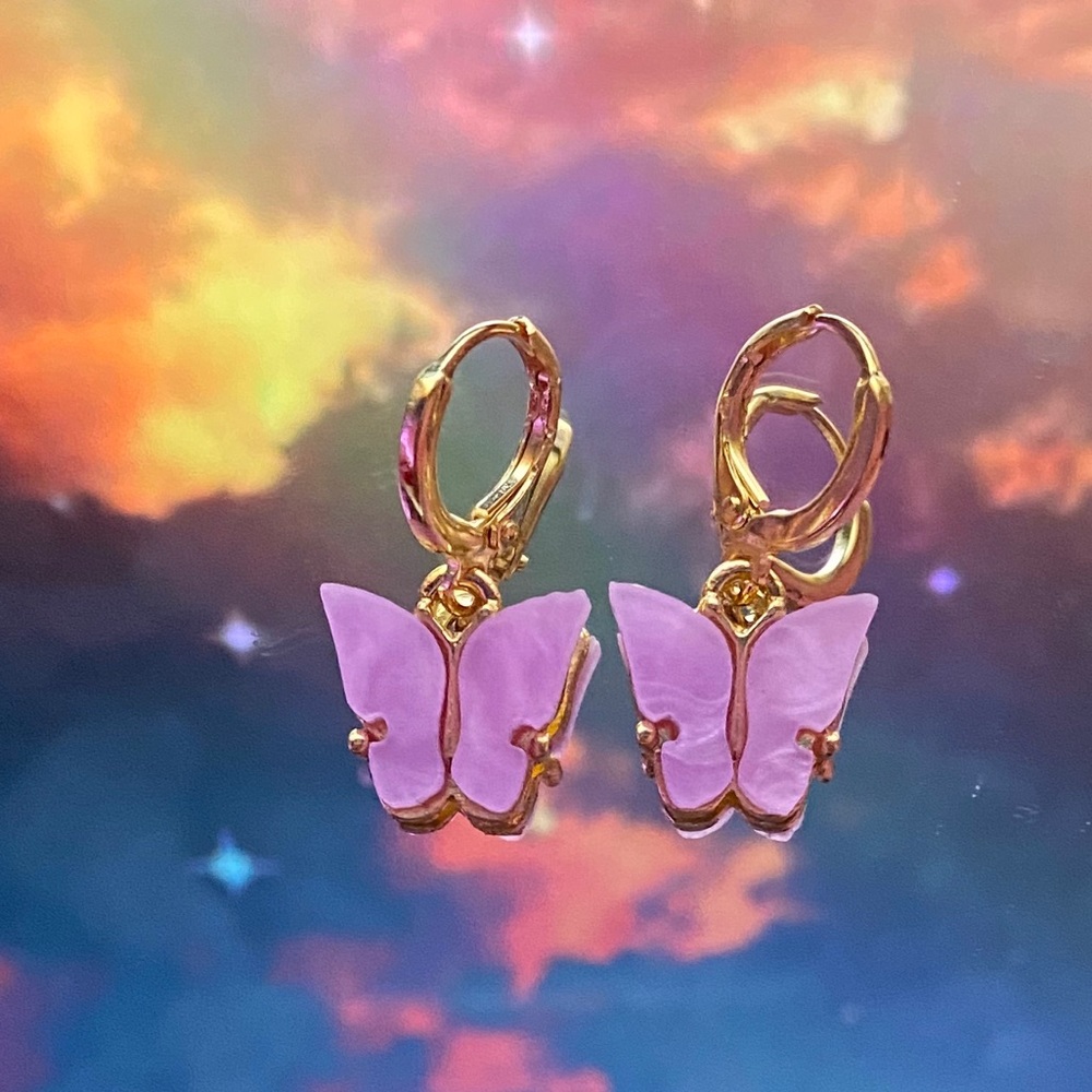 Purple butterfly earrings